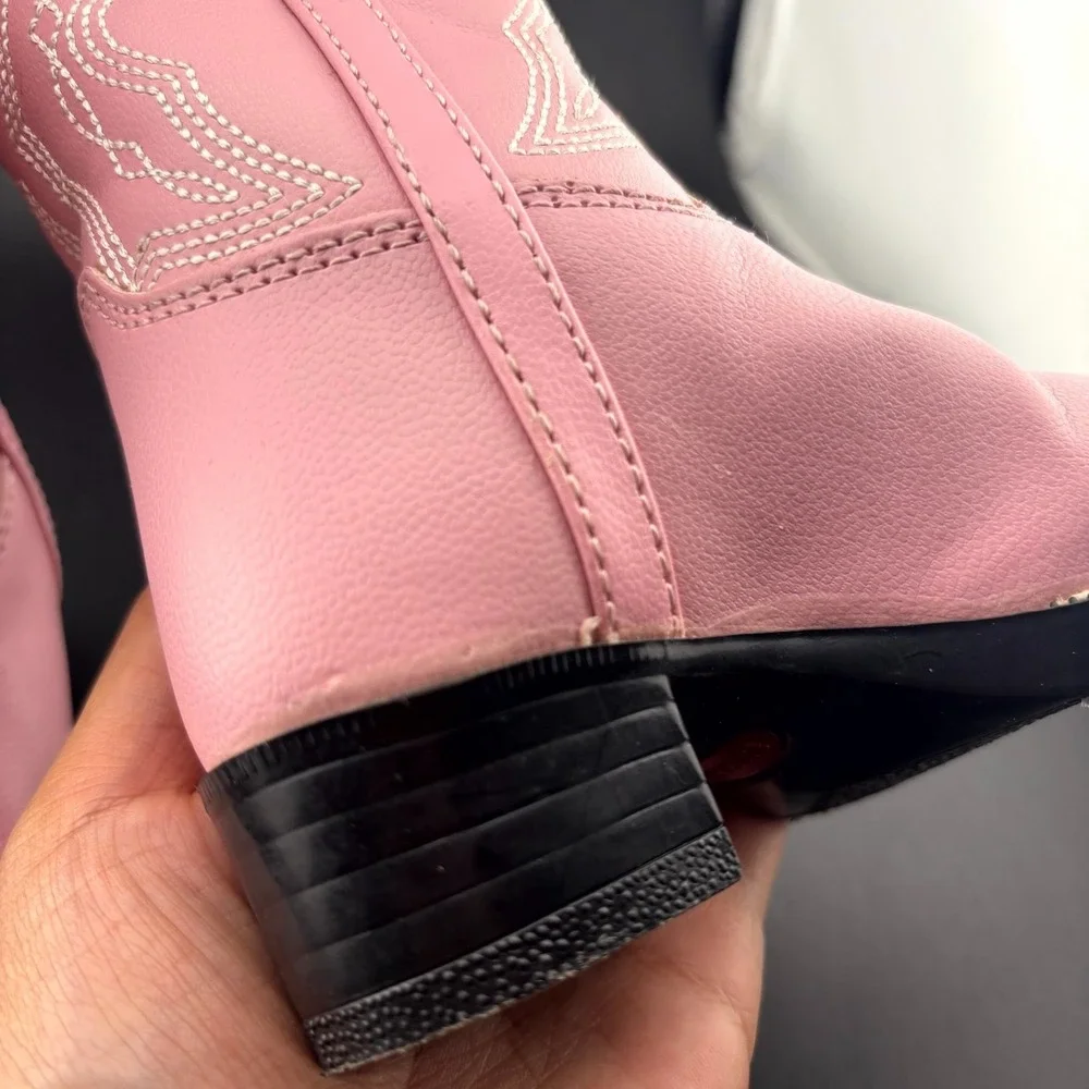 Durango BT758 Western Boots Kids US 5.5D Pink Embroidered Rubber Sole Bootie